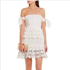 Self-portrait lace off shoulder white dress